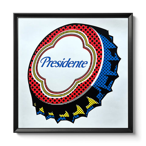 PRESIDENTE BOTTLE CAP (LICHTENSTEIN STYLE) 22x22 PRINT