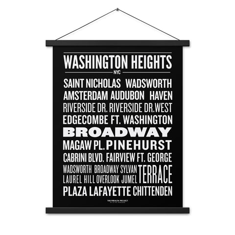 WASHINGTON HEIGHTS STREET NAMES 18 x24 POSTER WITH HANGER